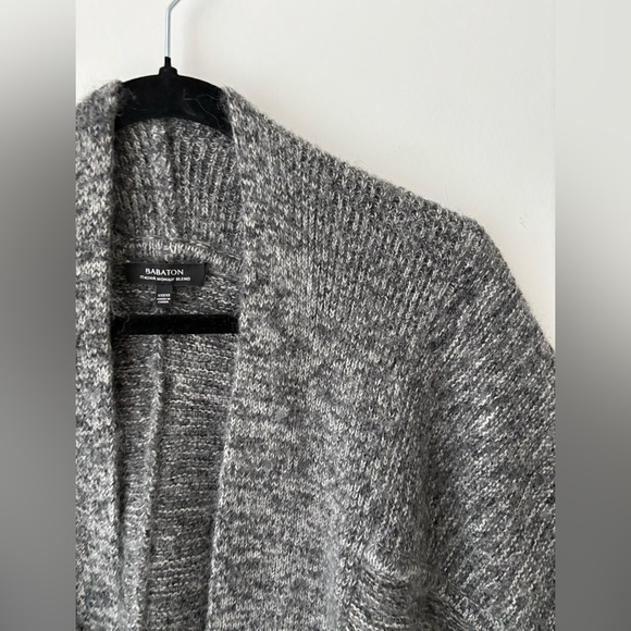 Babaton Italian Mohair Blend Cocoon Cardigan Gray Oversized Draped Sweater - Picture 3 of 9